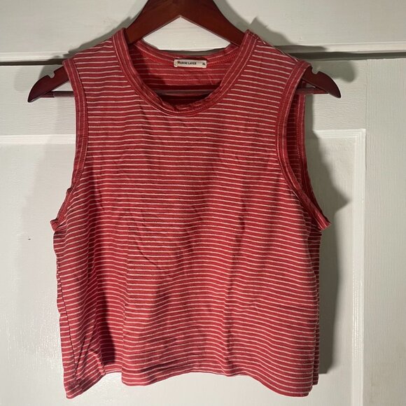 Marine Layer Tops - Marine Layer Womens Red Lydia Textured Stripe Tank Top